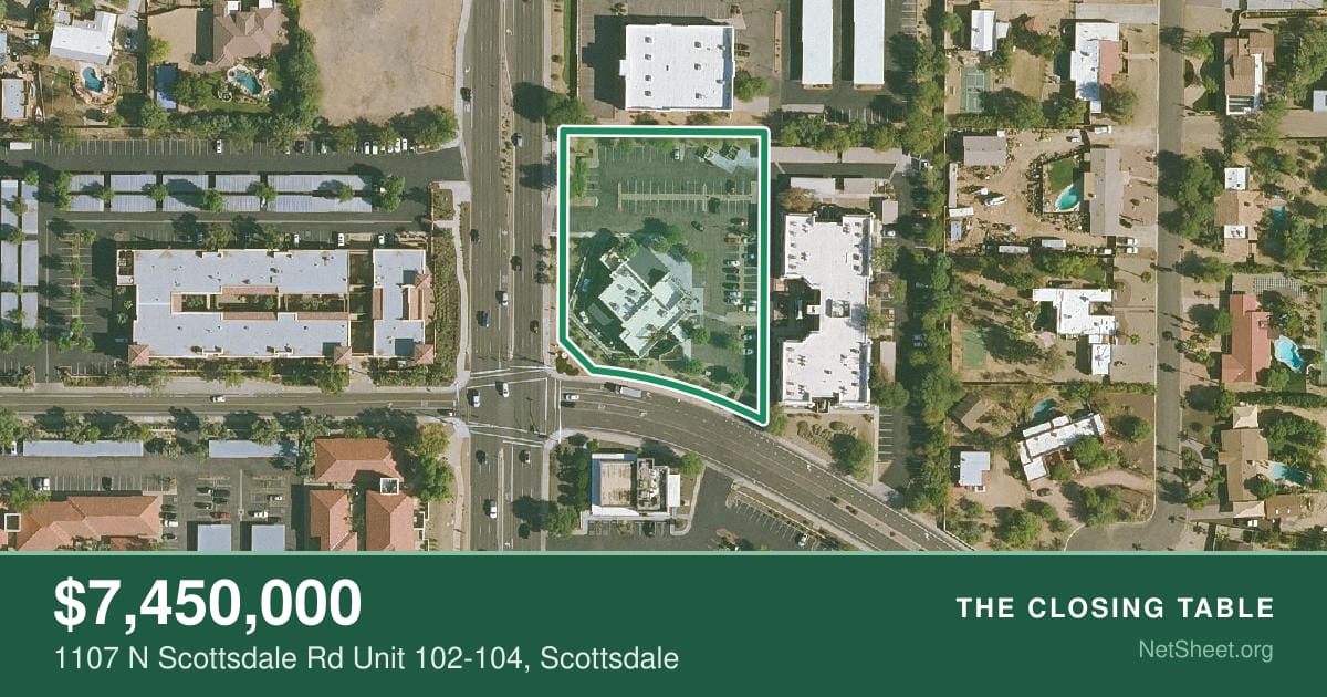 Aerial view of 1107 N Scottsdale Rd Unit 102-104, Scottsdale