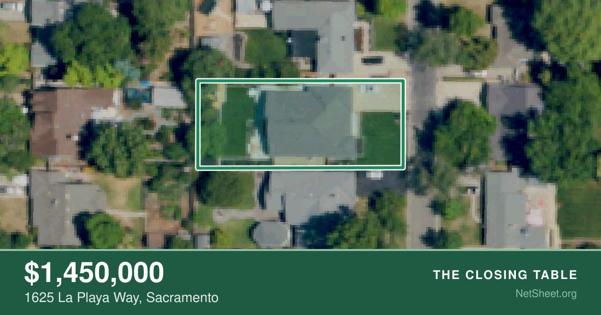 Aerial view of 1625 La Playa Way, Sacramento