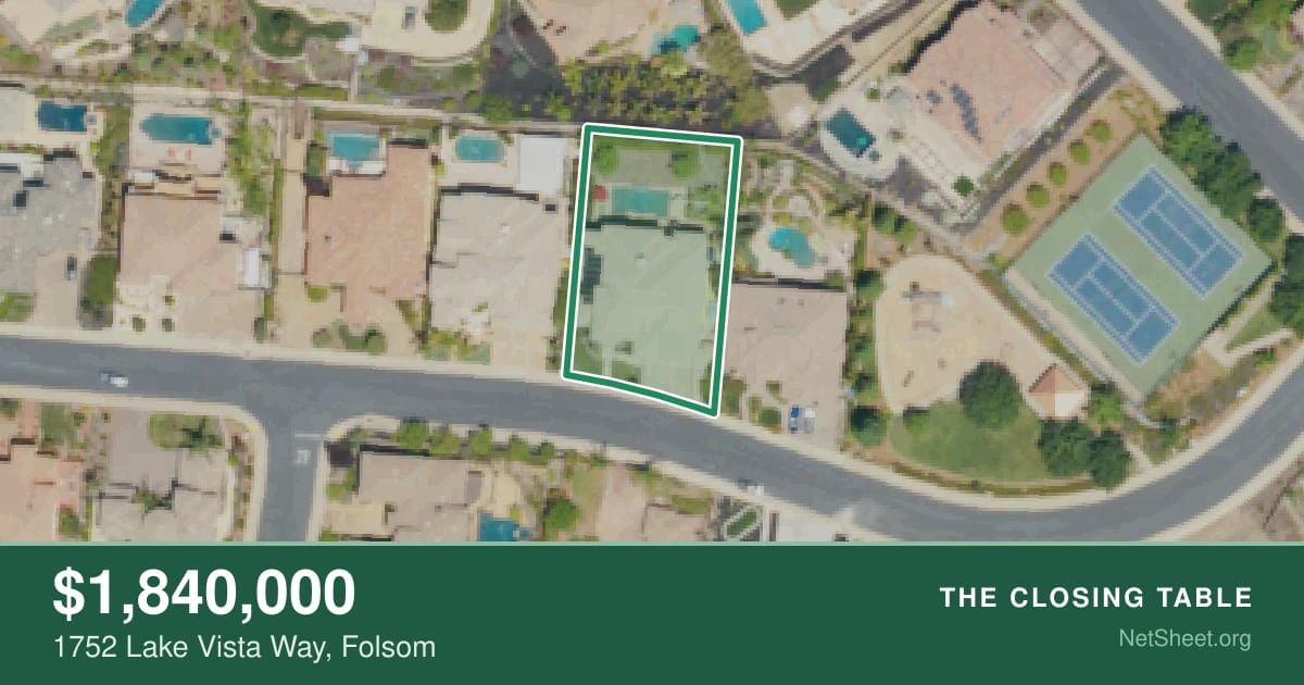 Aerial view of 1752 Lake Vista Way, Folsom
