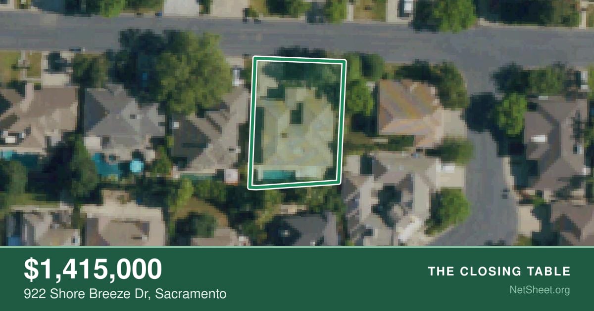 Aerial view of 922 Shore Breeze Dr, Sacramento