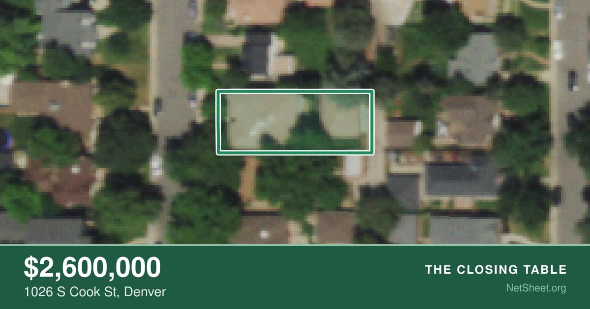 Aerial view of 1026 S Cook St, Denver