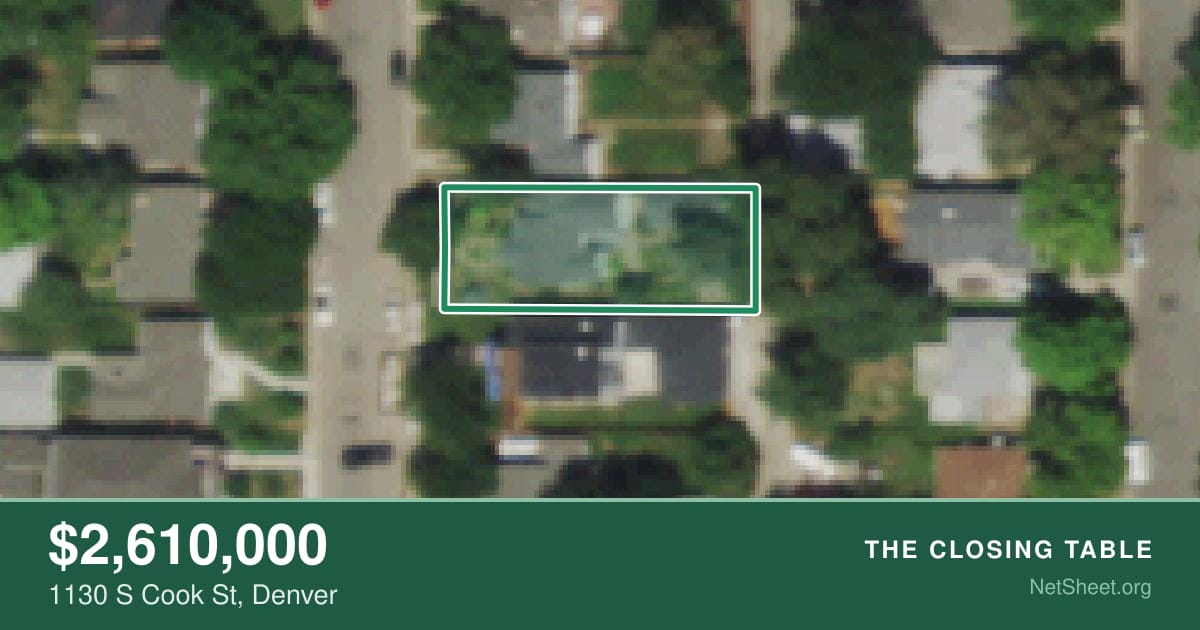 Aerial view of 1130 S Cook St, Denver