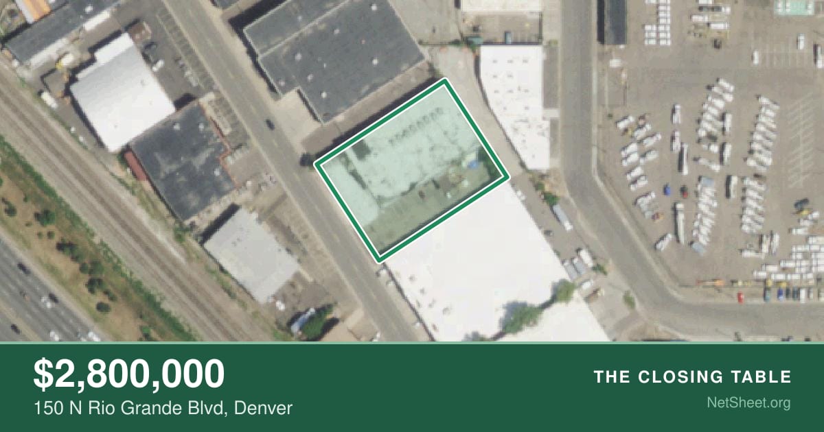 Aerial view of 150 N Rio Grande Blvd, Denver