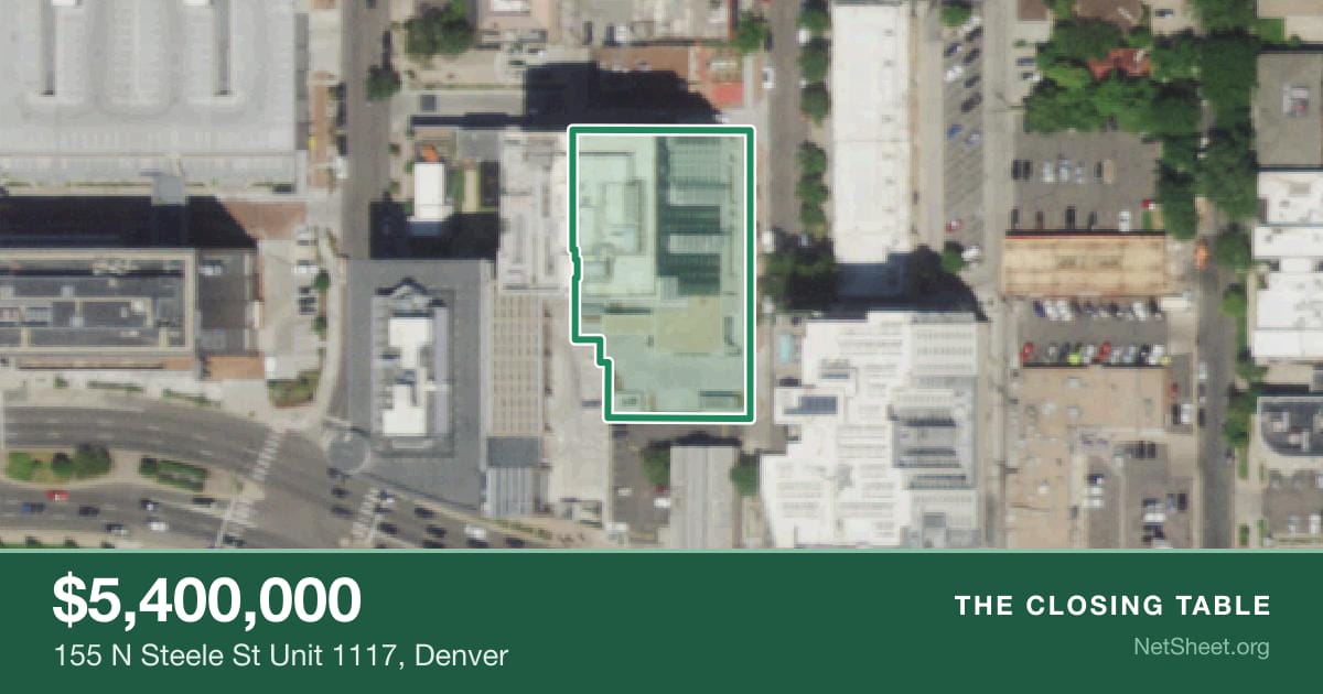 Aerial view of 155 N Steele St Unit 1117, Denver