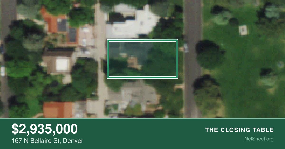 Aerial view of 167 N Bellaire St, Denver
