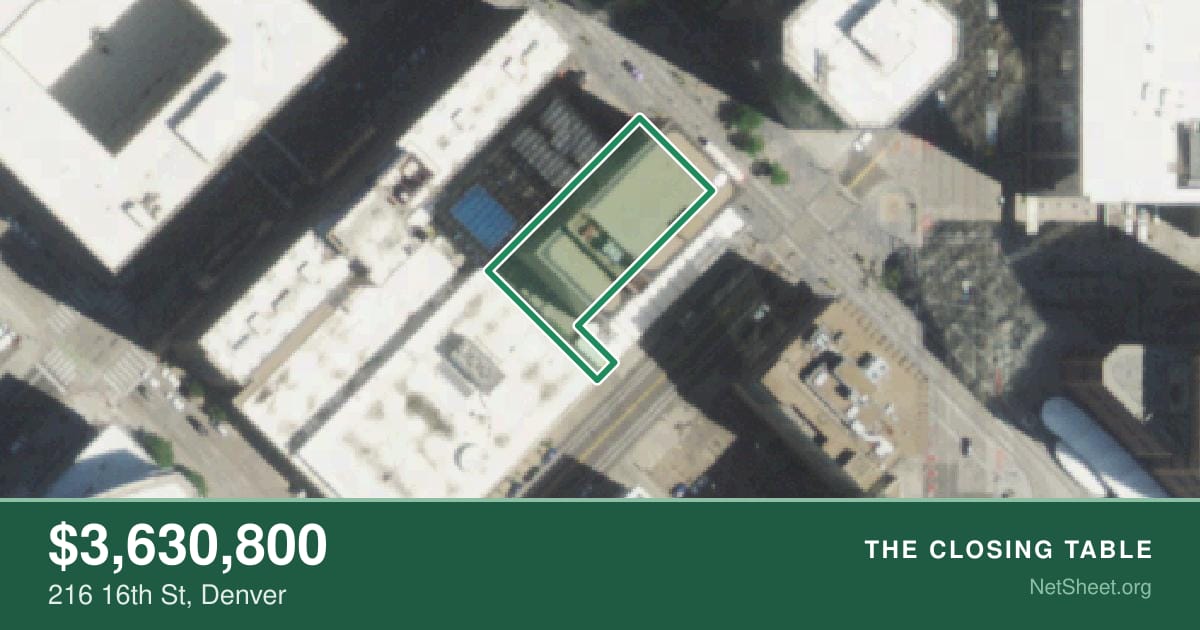 Aerial view of 216 16th St, Denver