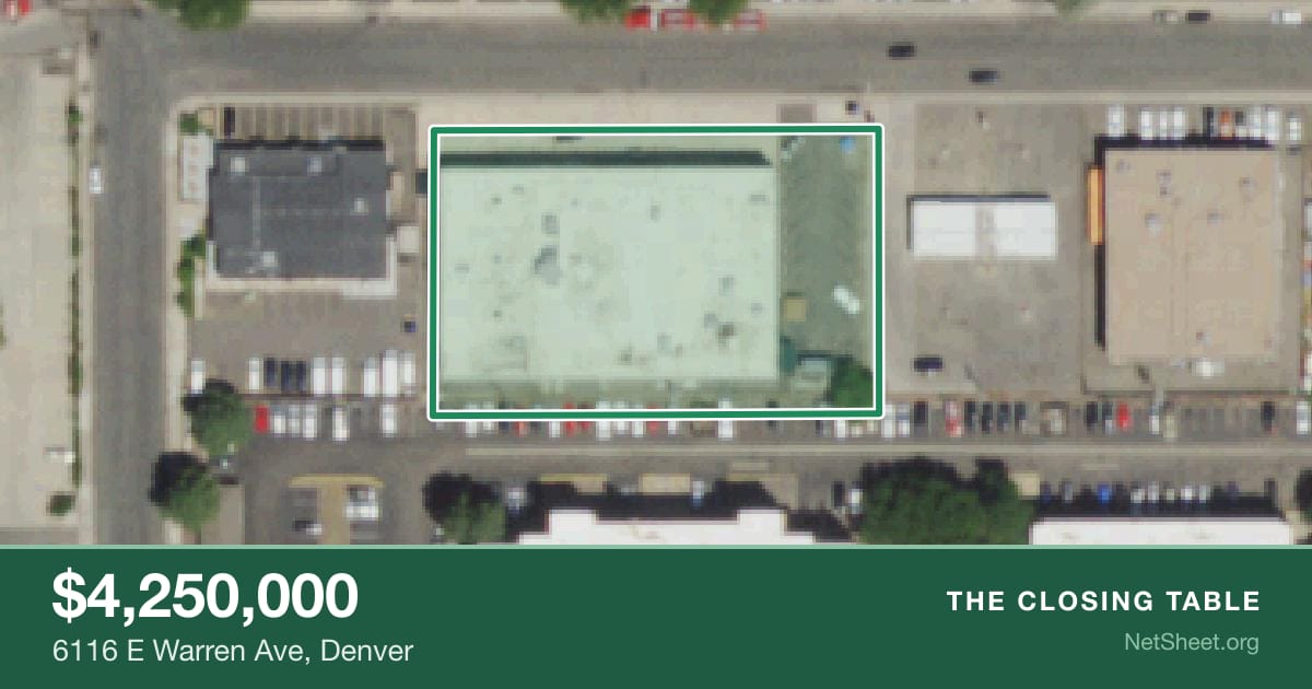 Aerial view of 6116 E Warren Ave, Denver