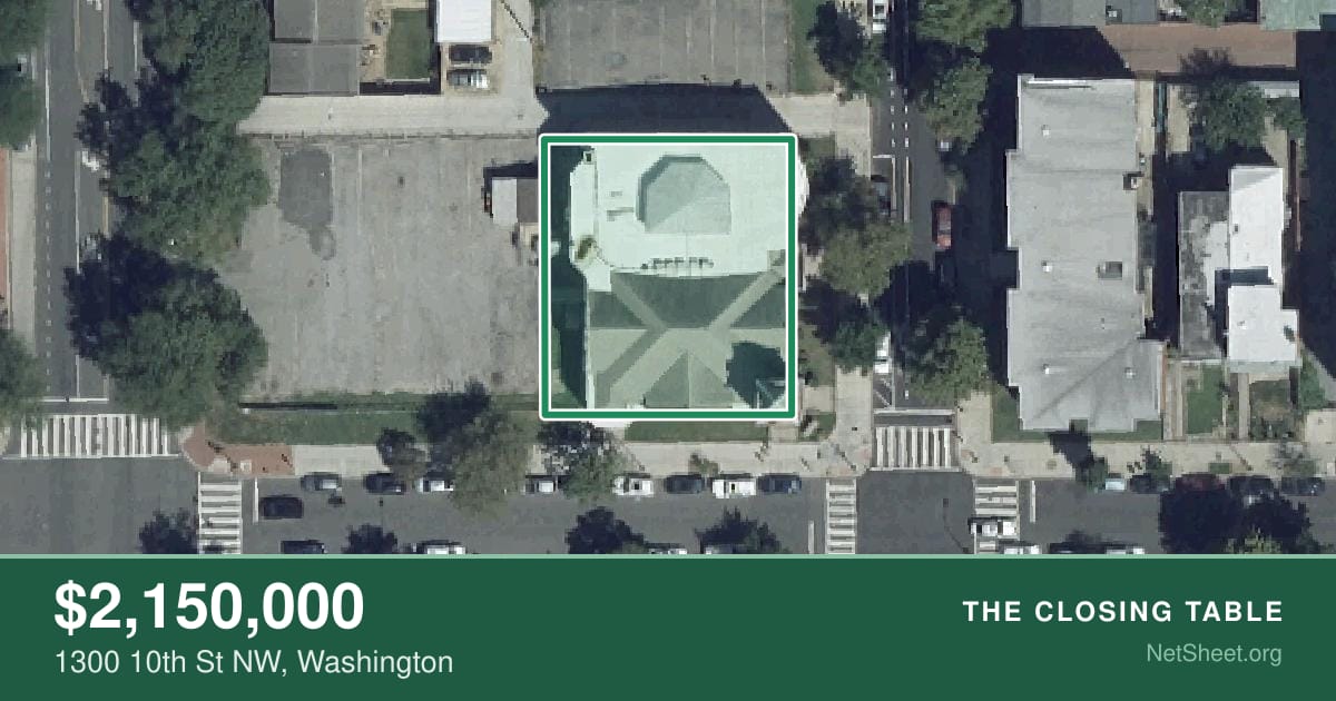 Aerial view of 1300 10th St NW, Washington