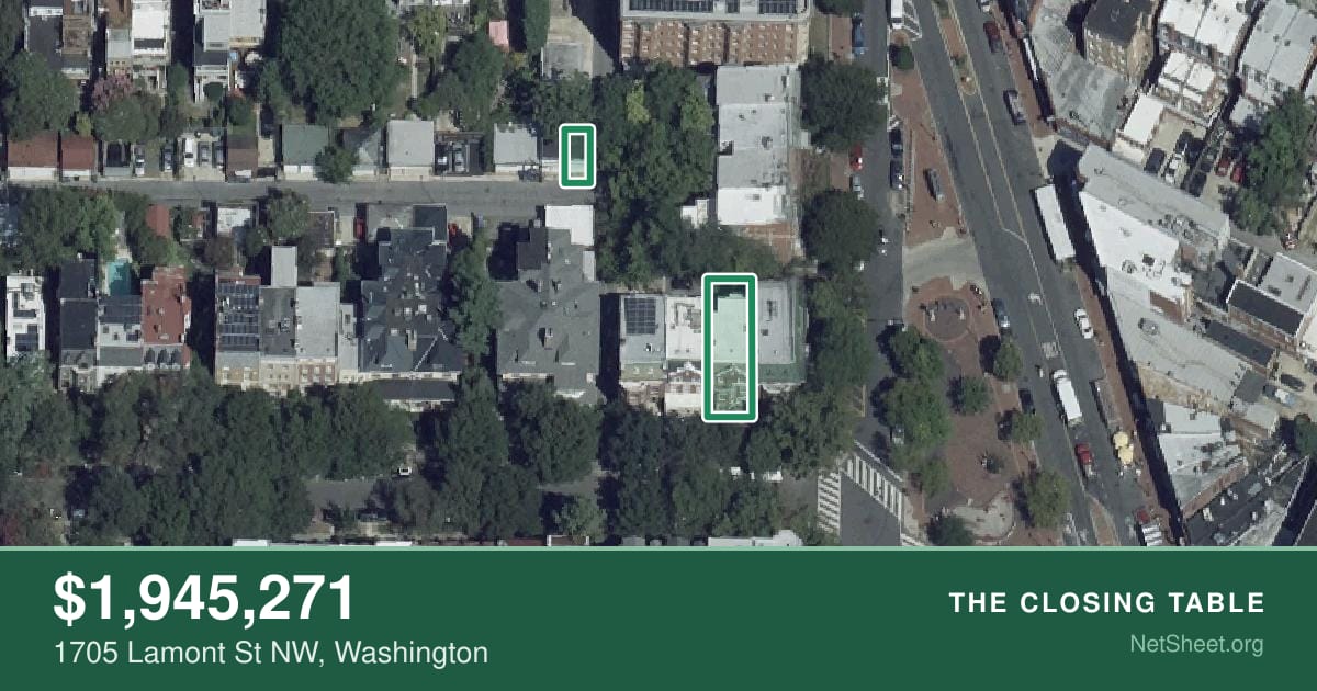 Aerial view of 1705 Lamont St NW, Washington