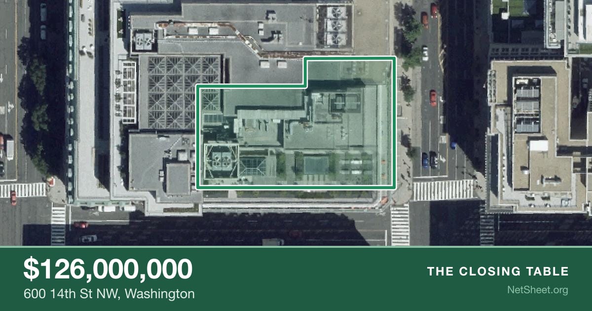 Aerial view of 600 14th St NW, Washington