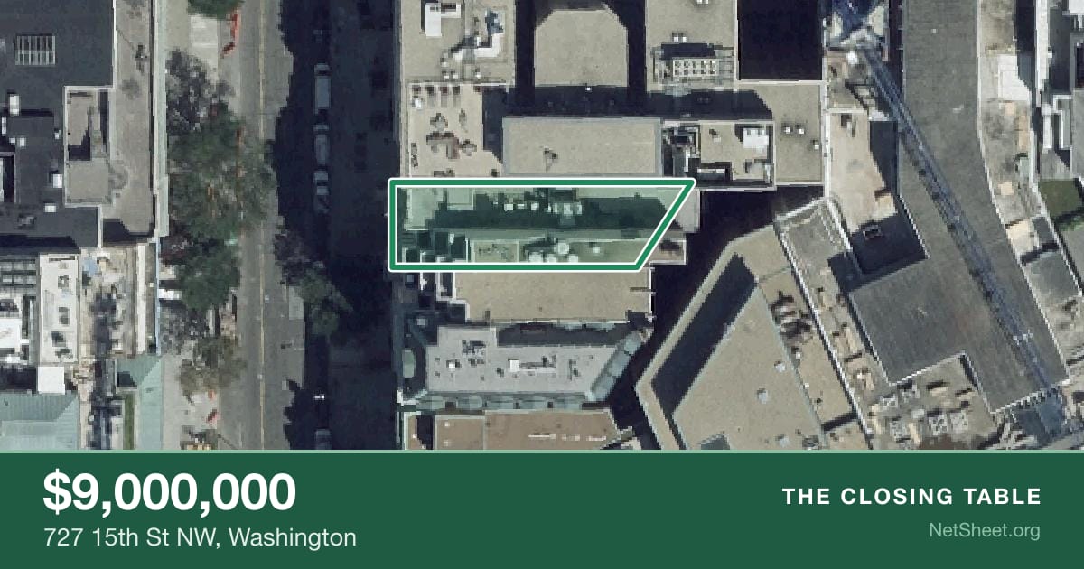 Aerial view of 727 15th St NW, Washington