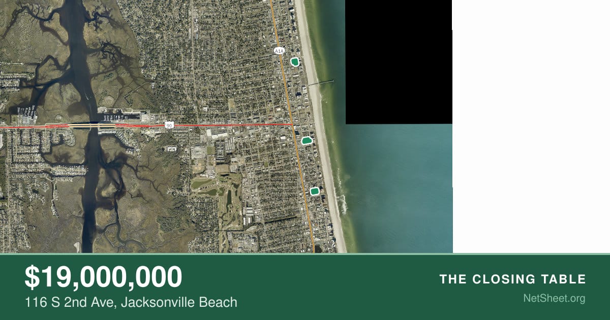 Aerial view of 116 S 2nd Ave, Jacksonville Beach