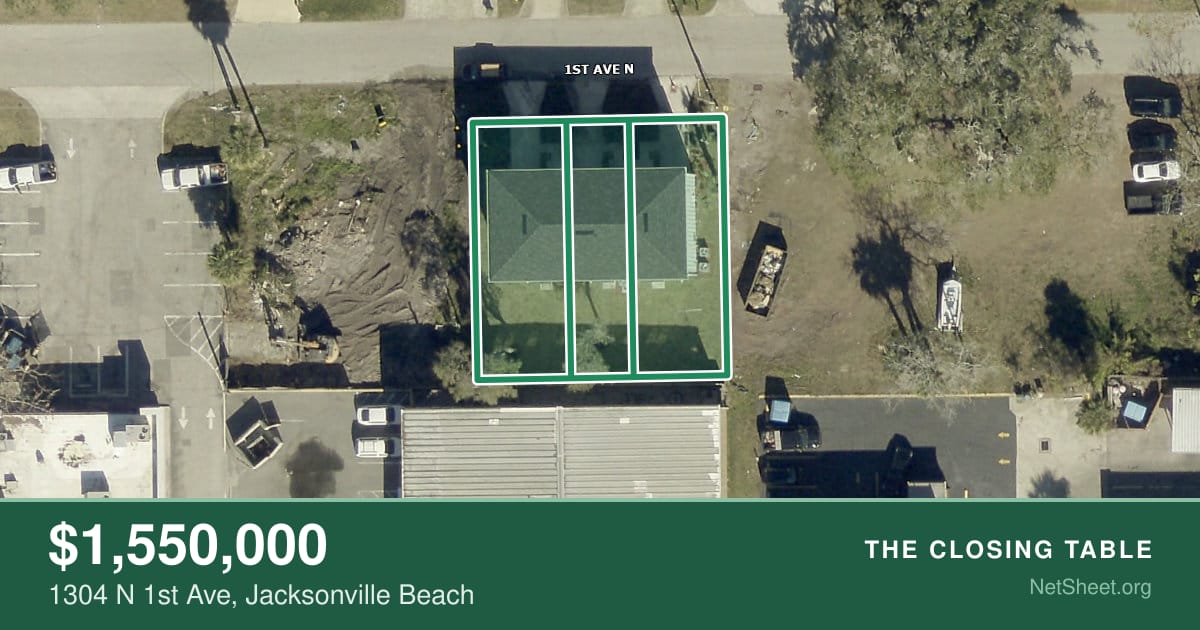 Aerial view of 1304 N 1st Ave, Jacksonville Beach