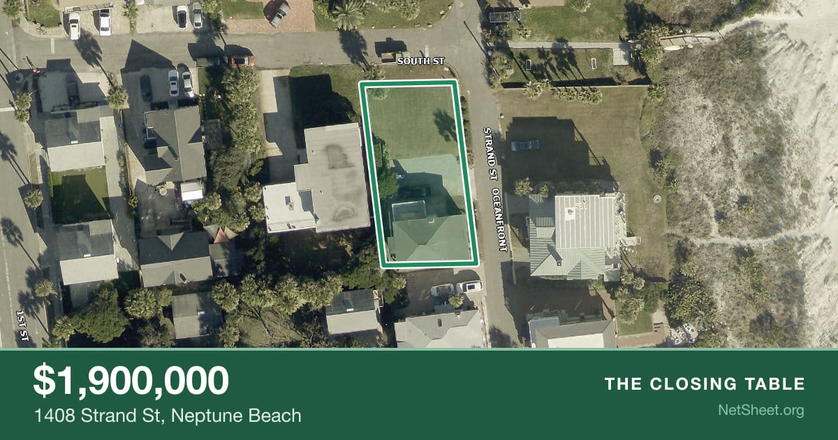 Aerial view of 1408 Strand St, Neptune Beach