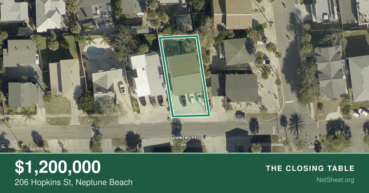 Aerial view of 206 Hopkins St, Neptune Beach