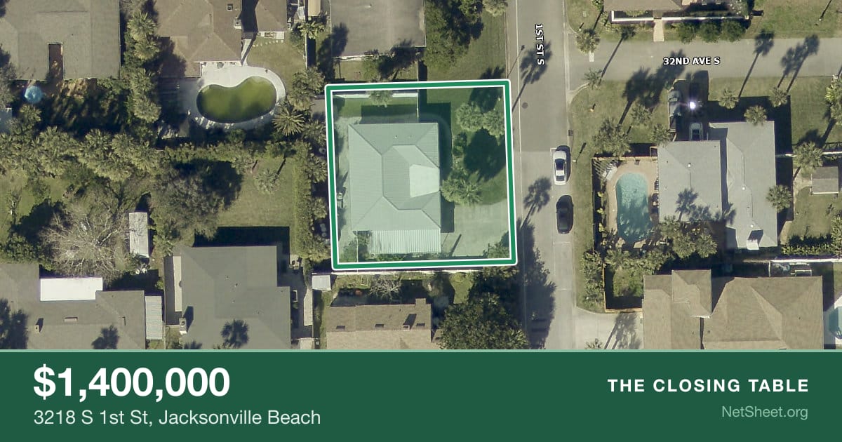 Aerial view of 3218 S 1st St, Jacksonville Beach