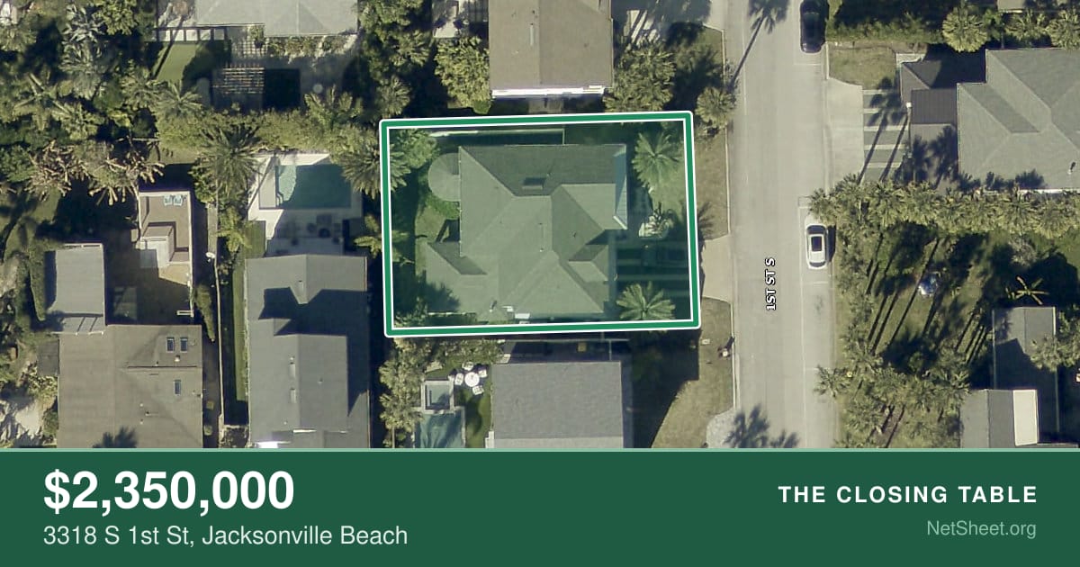 Aerial view of 3318 S 1st St, Jacksonville Beach
