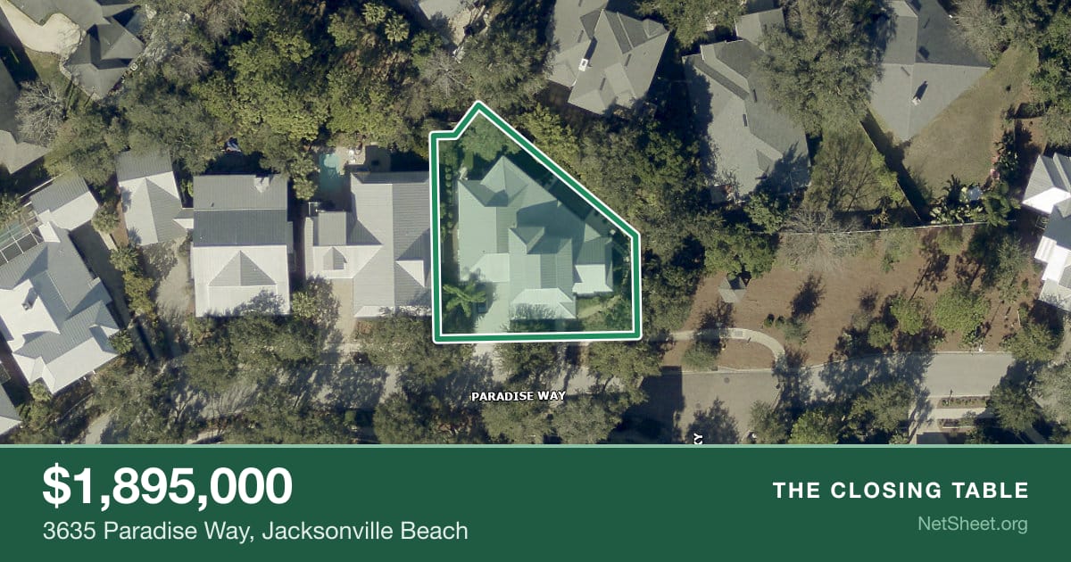 Aerial view of 3635 Paradise Way, Jacksonville Beach