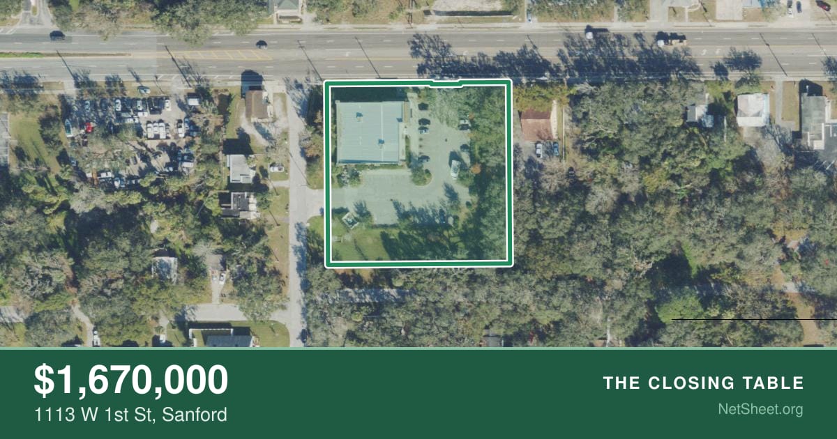 Aerial view of 1113 W 1st St, Sanford