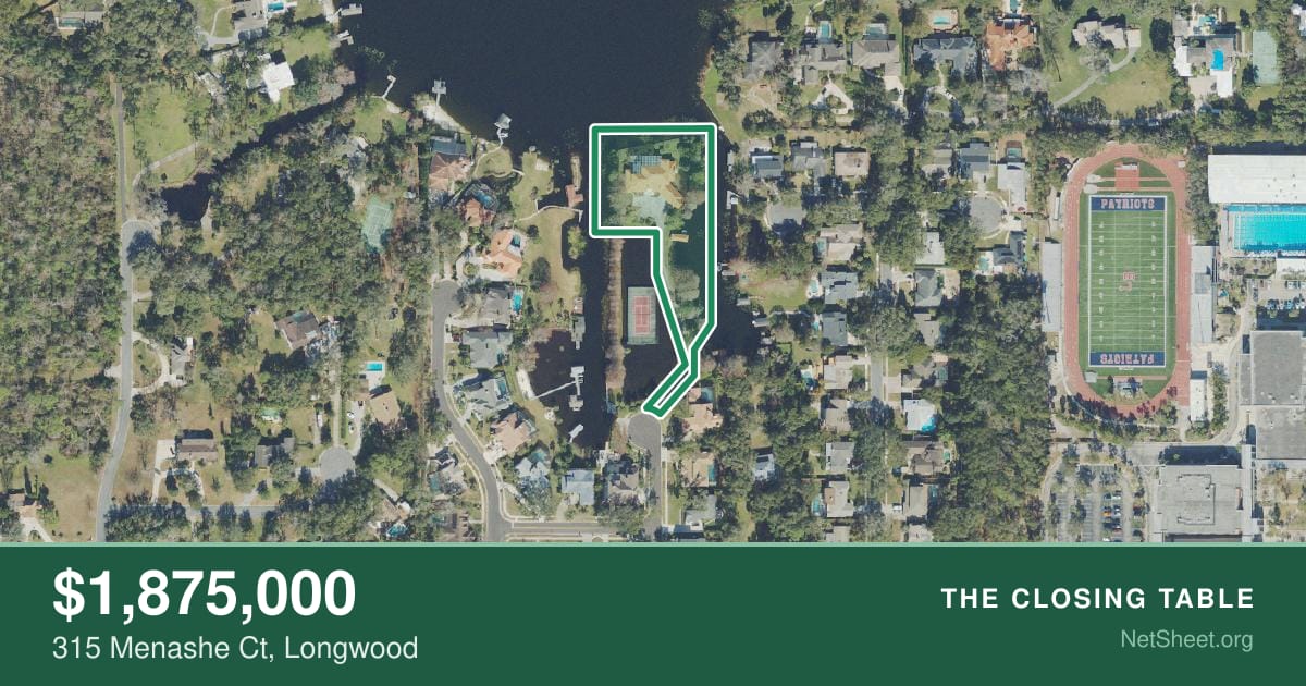 Aerial view of 315 Menashe Ct, Longwood