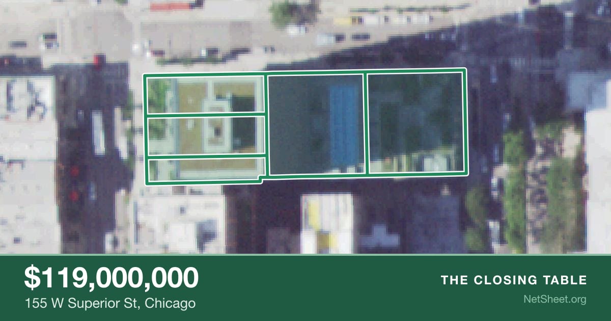 Aerial view of 155 W Superior St, Chicago
