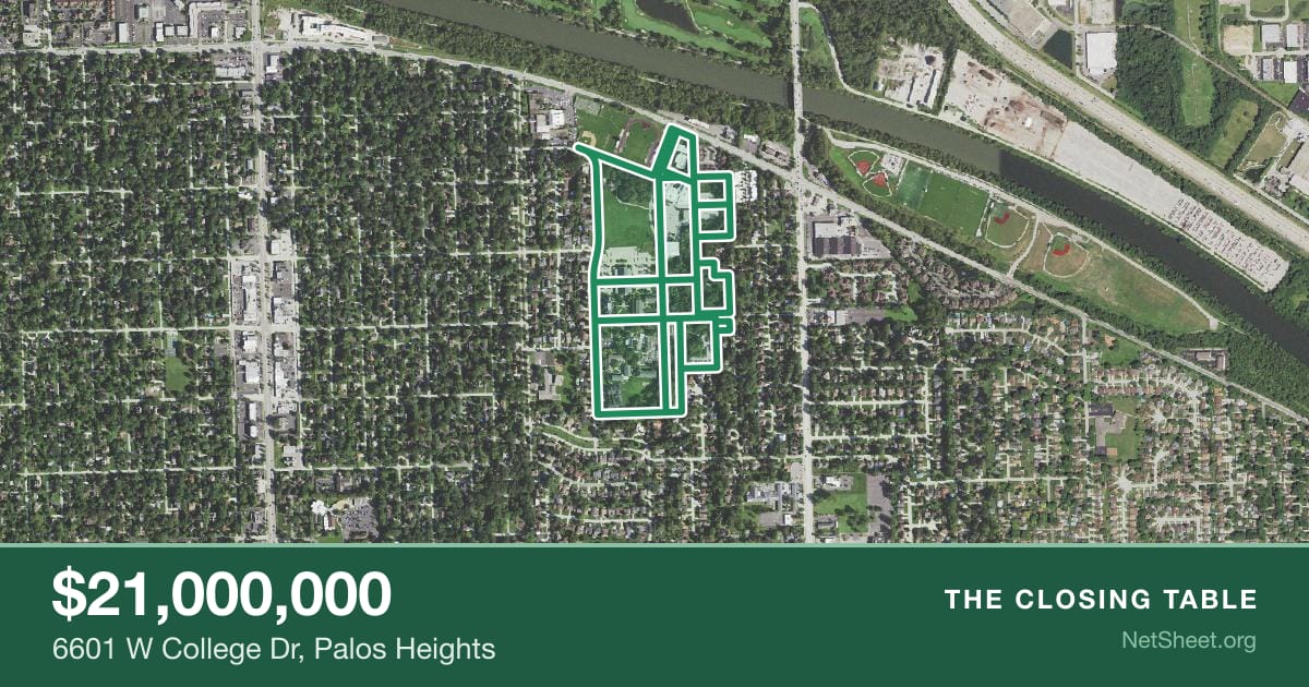 Aerial view of 6601 W College Dr, Palos Heights