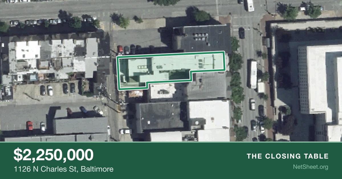 Aerial view of 1126 N Charles St, Baltimore