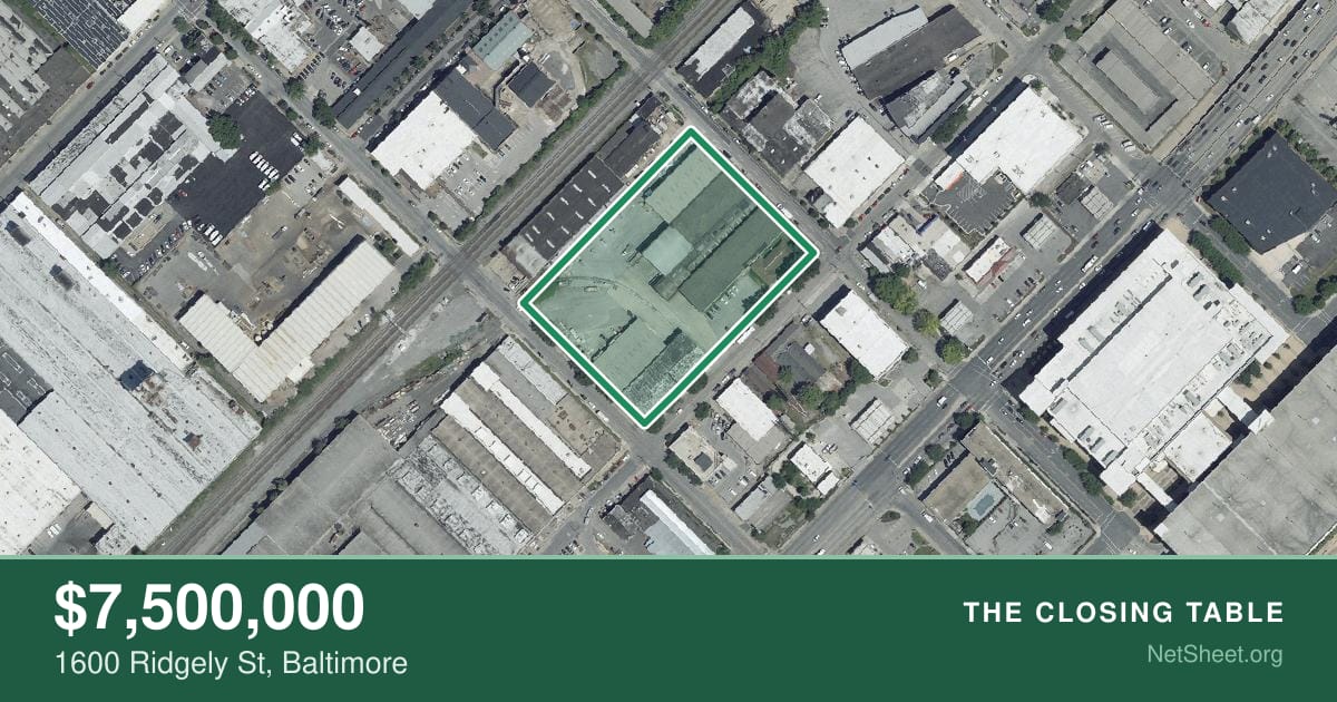 Aerial view of 1600 Ridgely St, Baltimore
