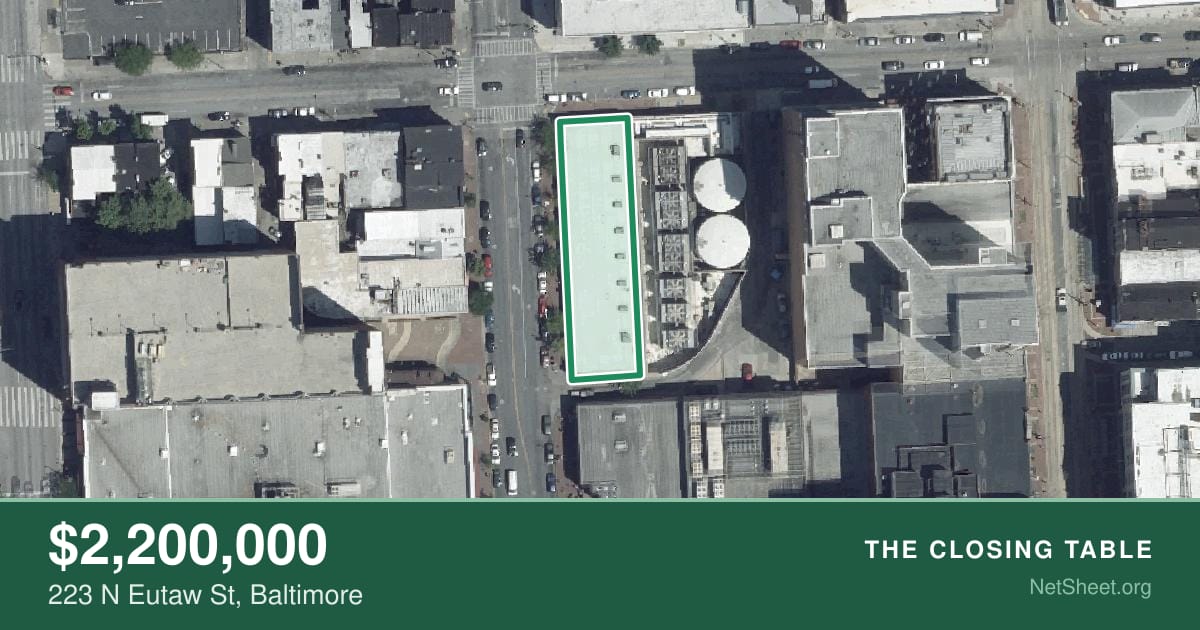 Aerial view of 223 N Eutaw St, Baltimore