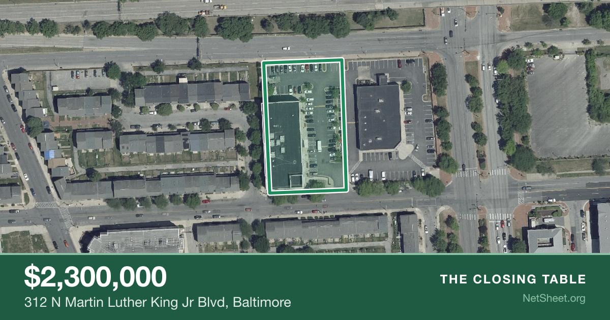 Aerial view of 312 N Martin Luther King Jr Blvd, Baltimore