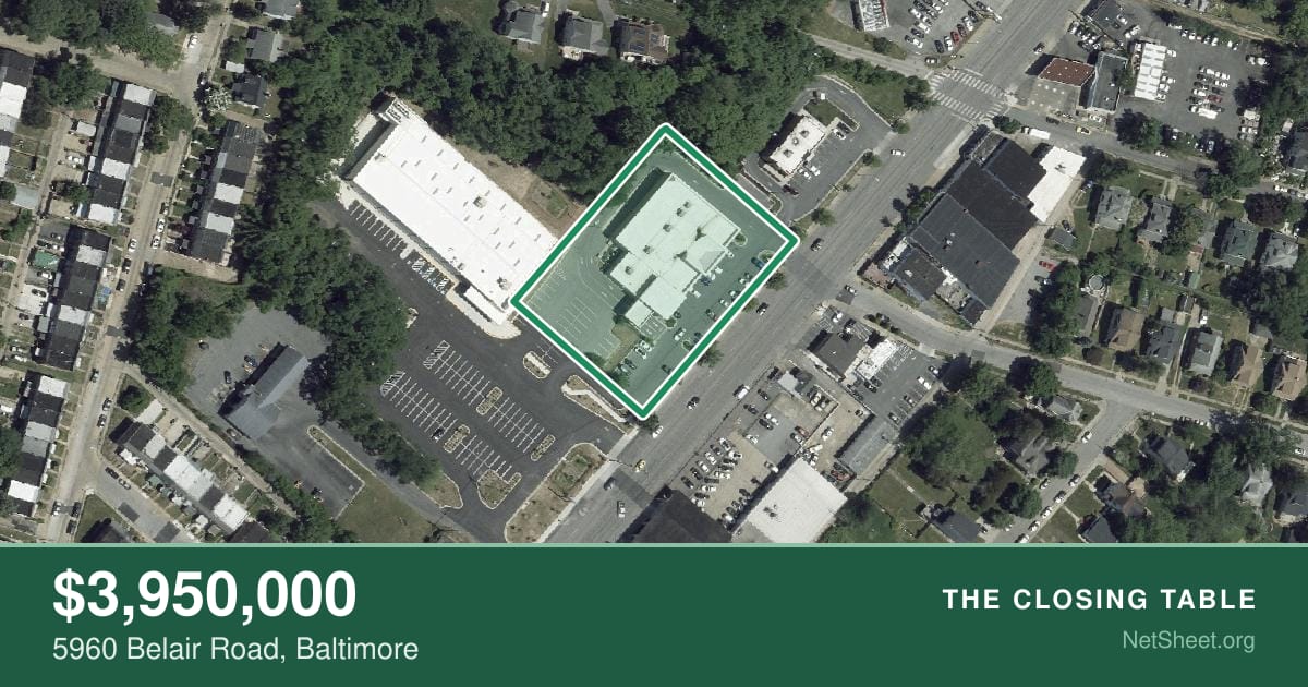 Aerial view of 5960 Belair Road, Baltimore