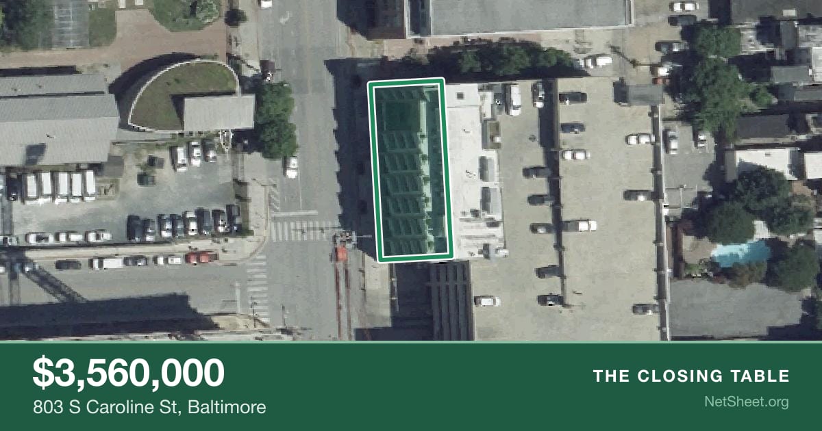 Aerial view of 803 S Caroline St, Baltimore