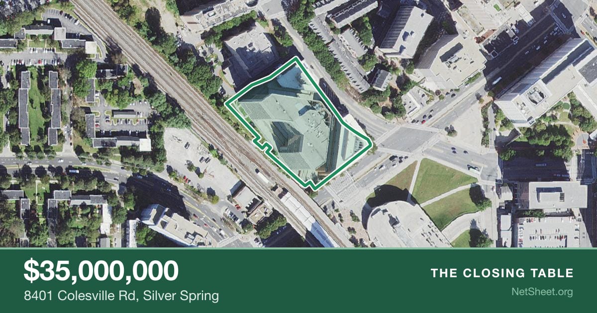 Aerial view of 8401 Colesville Rd, Silver Spring