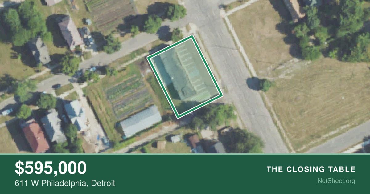 Aerial view of 611 W Philadelphia, Detroit