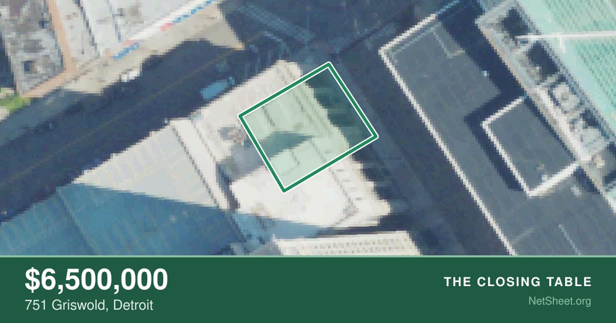 Aerial view of 751 Griswold, Detroit