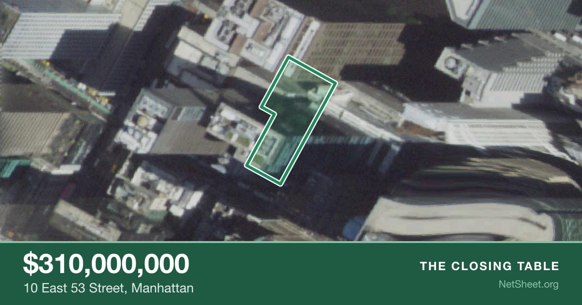 Aerial view of 10 East 53 Street, Manhattan