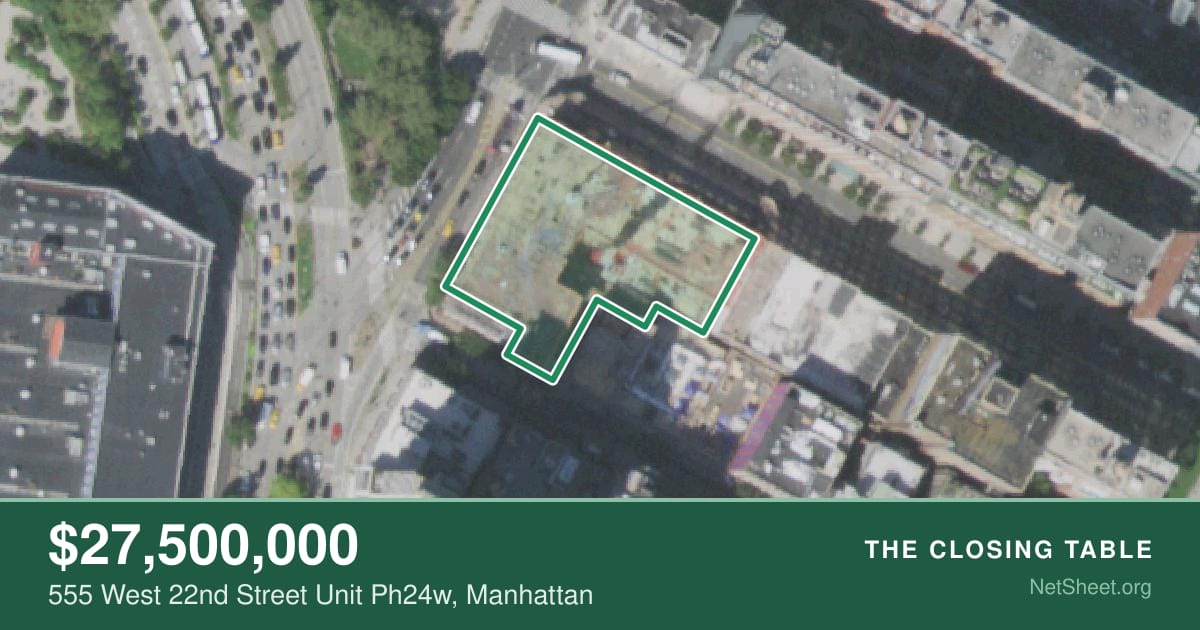 Aerial view of 555 West 22nd Street Unit Ph24w, Manhattan
