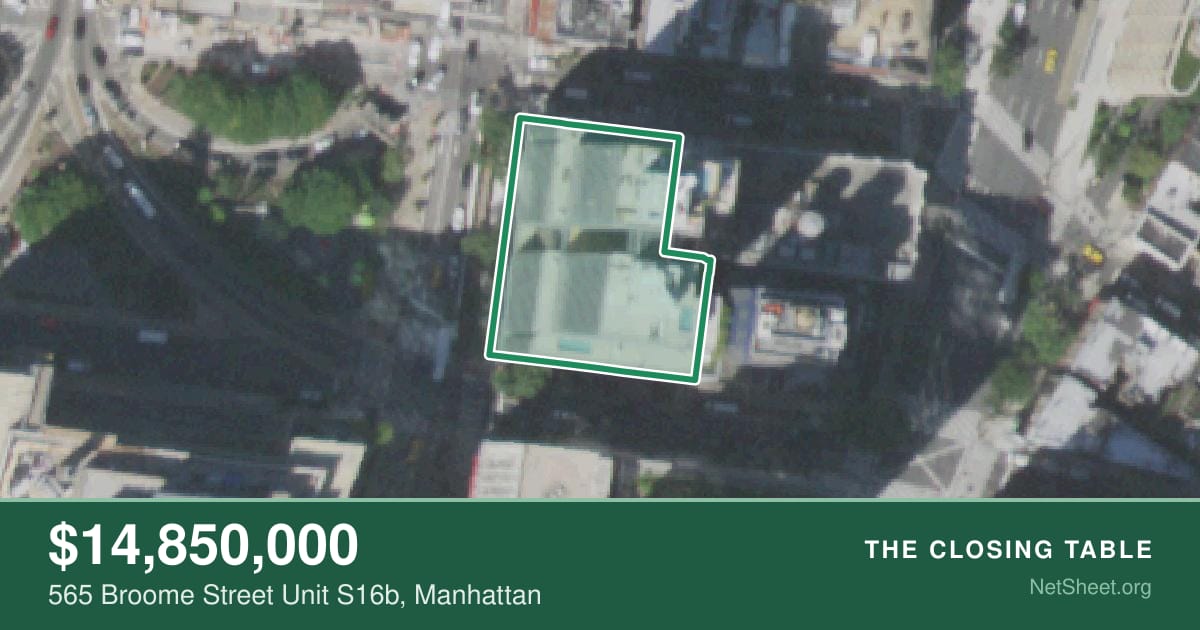 Aerial view of 565 Broome Street Unit S16b, Manhattan