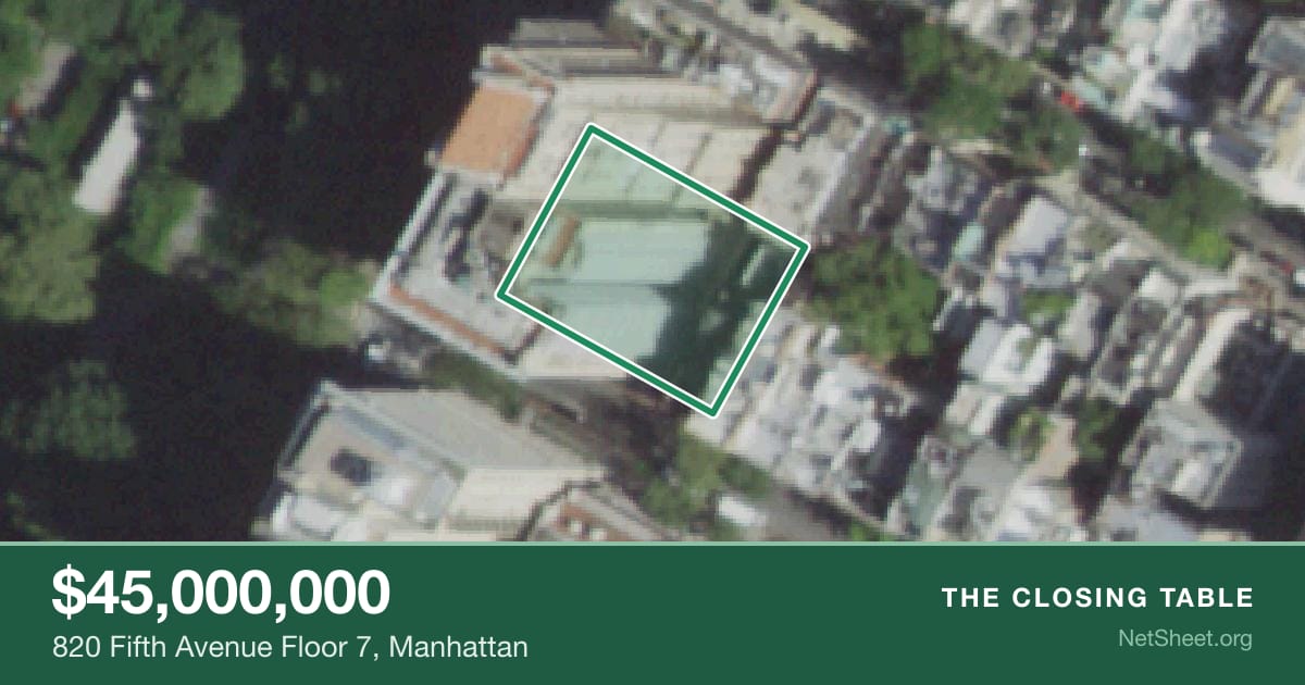 Aerial view of 820 Fifth Avenue Floor 7, Manhattan