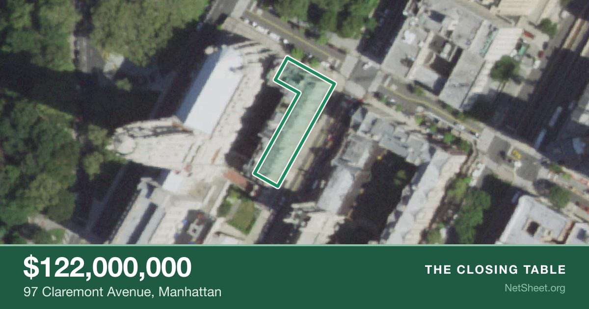 Aerial view of 97 Claremont Avenue, Manhattan