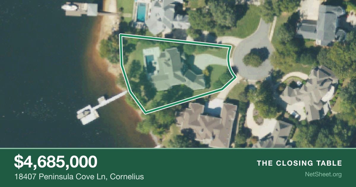 Aerial view of 18407 Peninsula Cove Ln, Cornelius