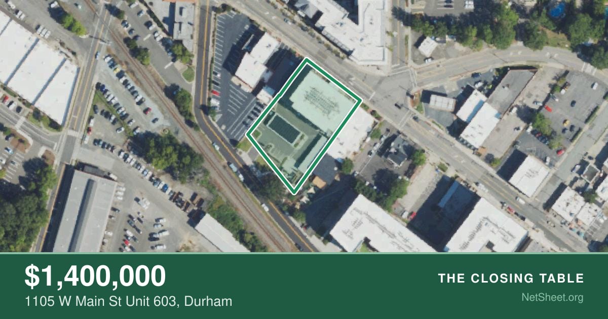Aerial view of 1105 W Main St Unit 603, Durham