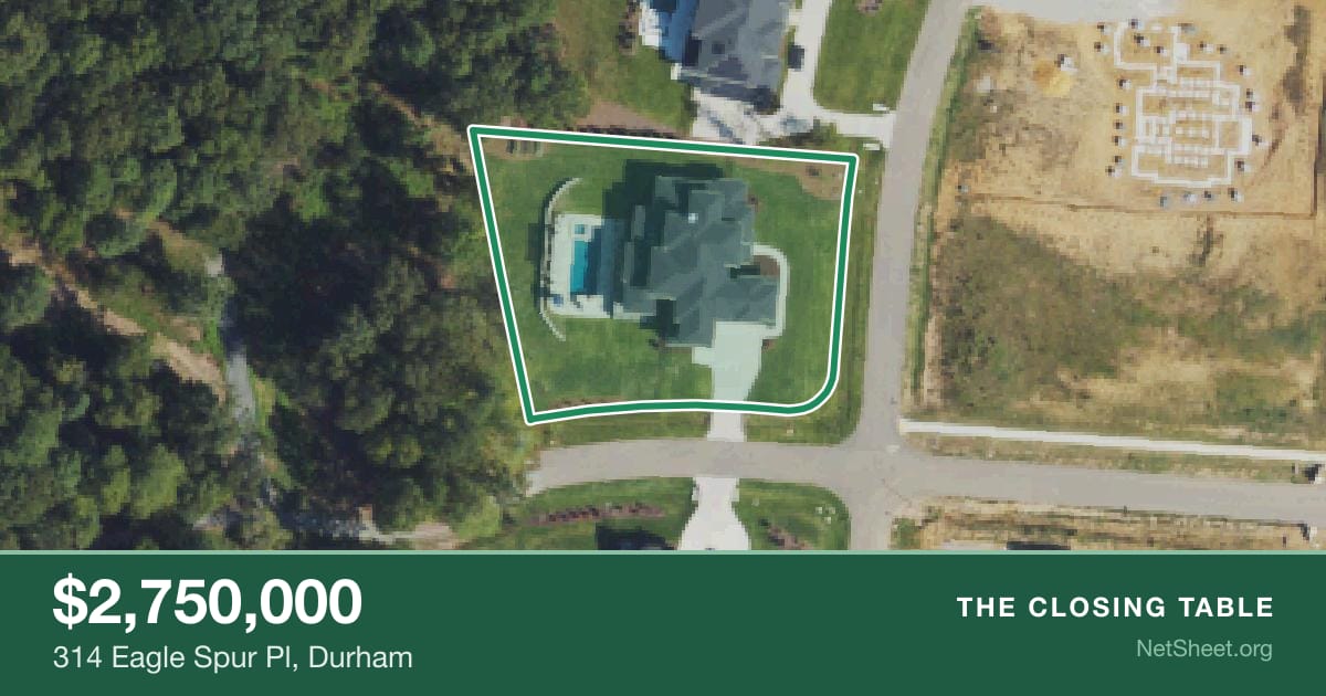 Aerial view of 314 Eagle Spur Pl, Durham