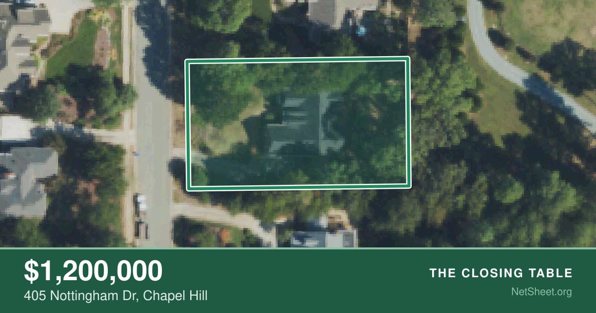Aerial view of 405 Nottingham Dr, Chapel Hill