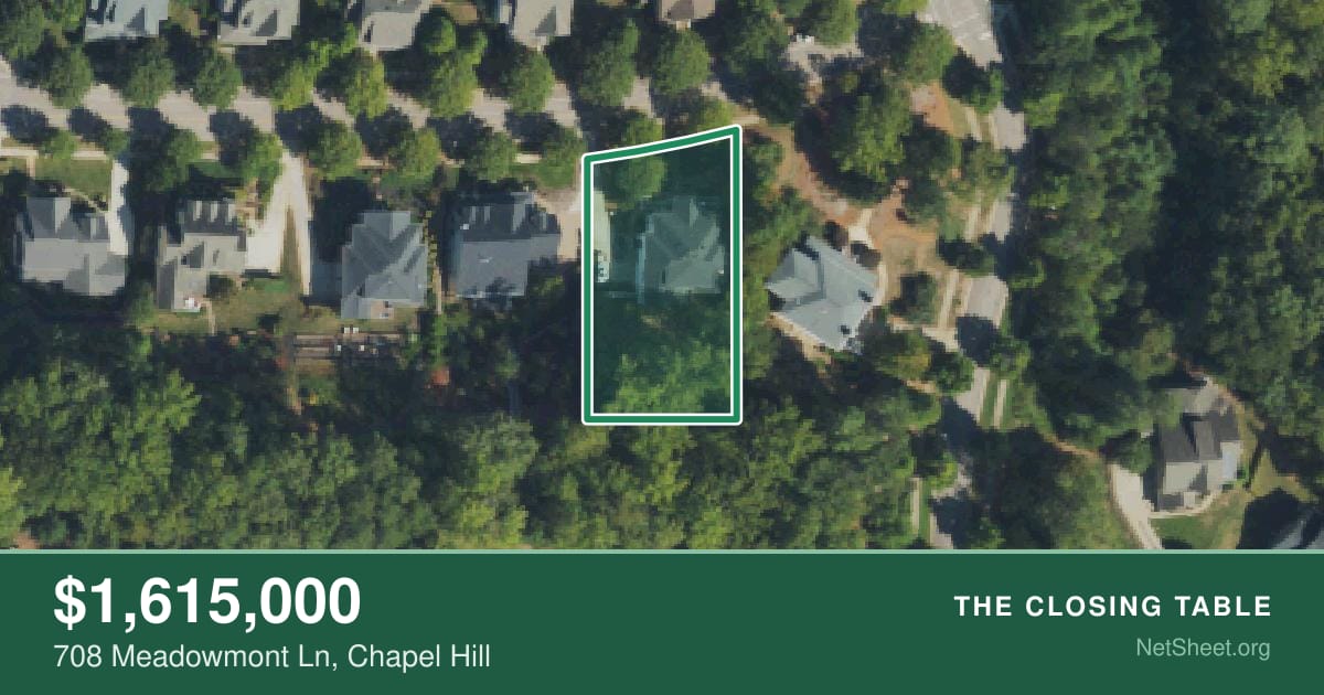 Aerial view of 708 Meadowmont Ln, Chapel Hill