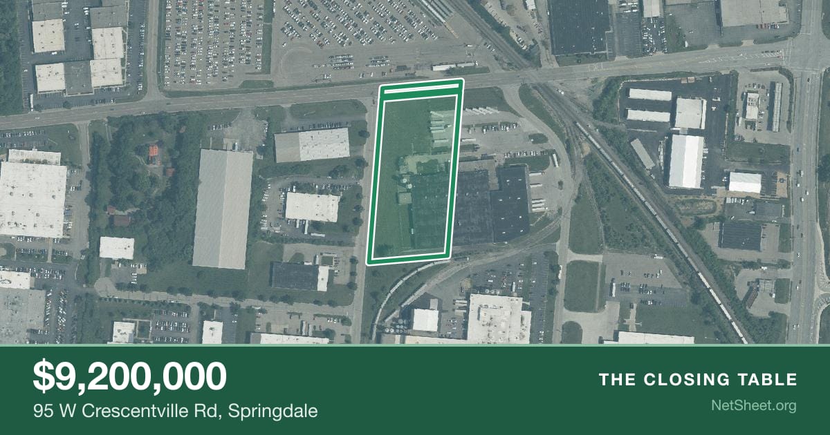 Aerial view of 95 W Crescentville Rd, Springdale