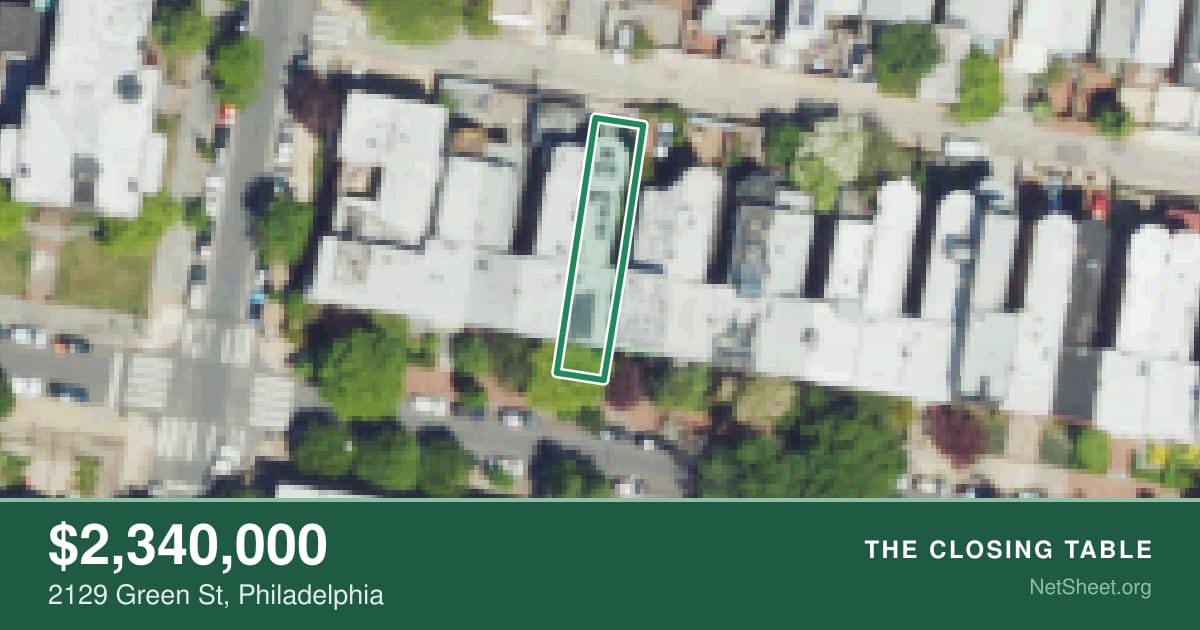 Aerial view of 2129 Green St, Philadelphia