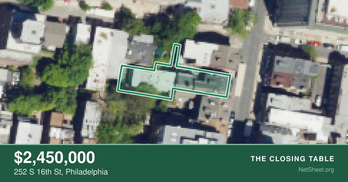 Aerial view of 252 S 16th St, Philadelphia
