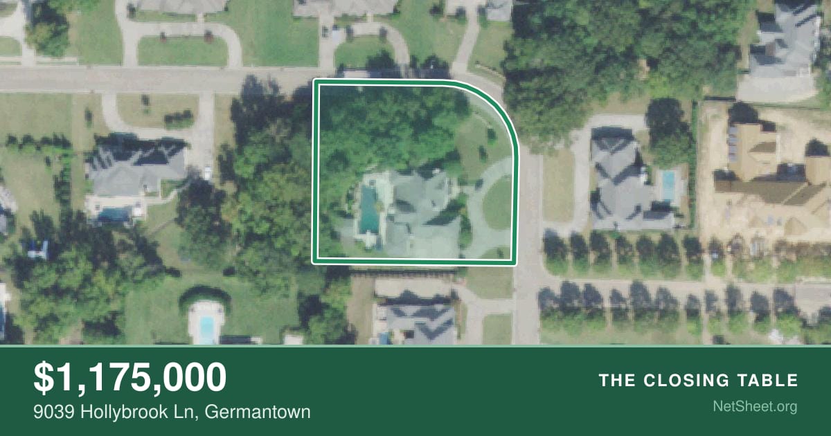 Aerial view of 9039 Hollybrook Ln, Germantown