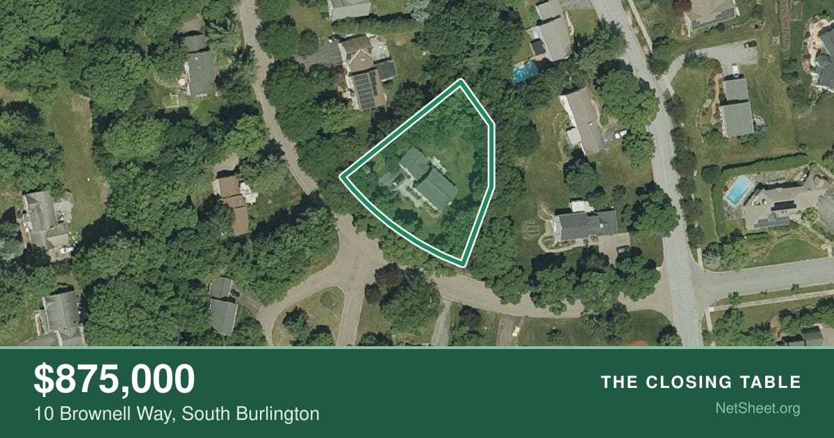 Aerial view of 10 Brownell Way, South Burlington